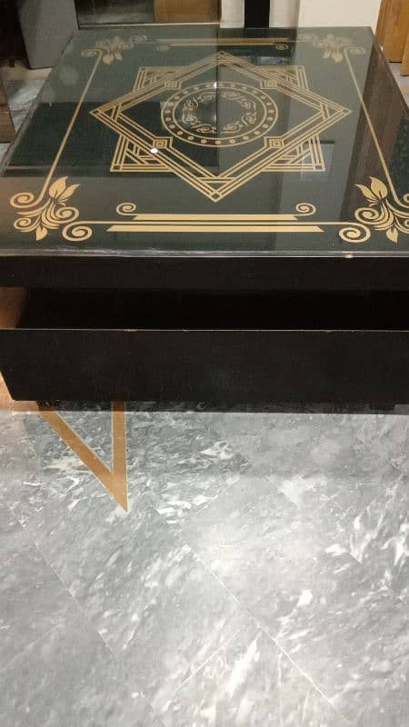 Elegant Black Table with Golden Design – For Sale 2