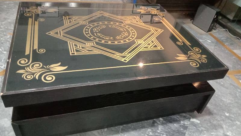 Elegant Black Table with Golden Design – For Sale 3