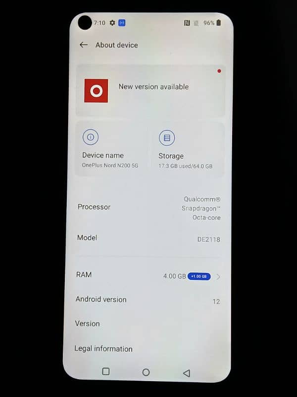 One Plus N200 5G 64GB And 4GB• PTA Aproved. . Box and Charger 5