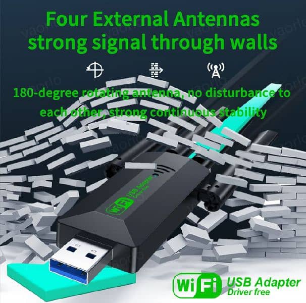 1200Mbps  USB Adapter Wi-Fi Dongle 4 Antenna High-Speed 5