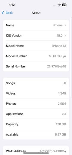 Iphone 13 White 128 GB Non PTA