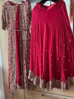 red barat bridal lehnga with long shirt