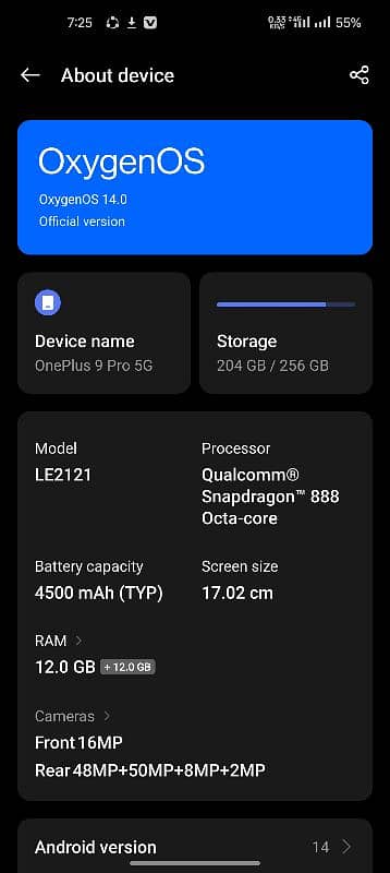 OnePlus 9pro5G Green 12 256 1