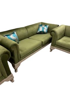 6 SEATER GREEN SOFA SET 3 2 & 1 COMPLETE BRAND NEW