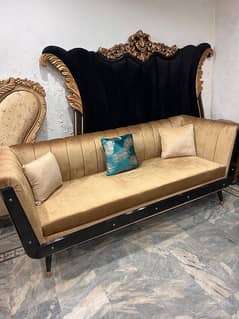 6 seater gold new sofa set 3 2 and 1 complete