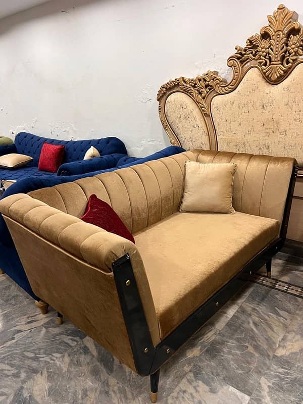 6 seater gold new sofa set 3 2 and 1 complete 2