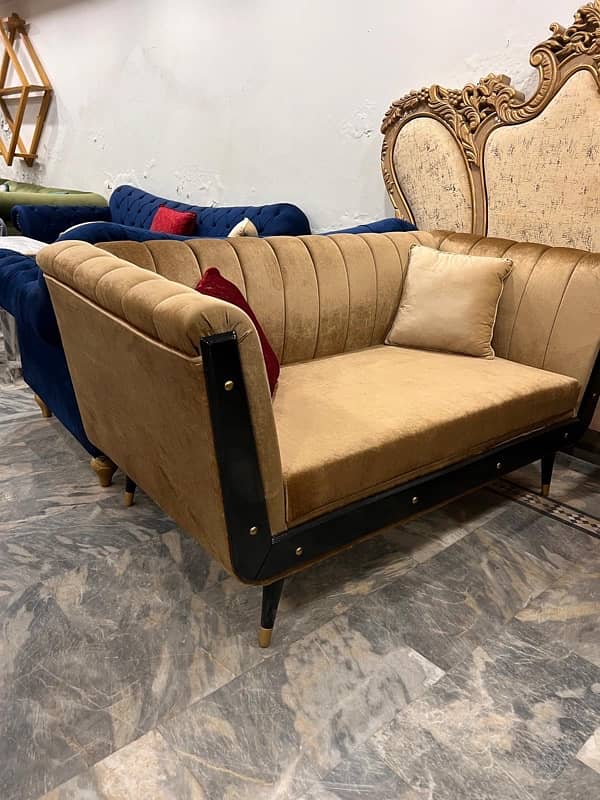 6 seater gold new sofa set 3 2 and 1 complete 4