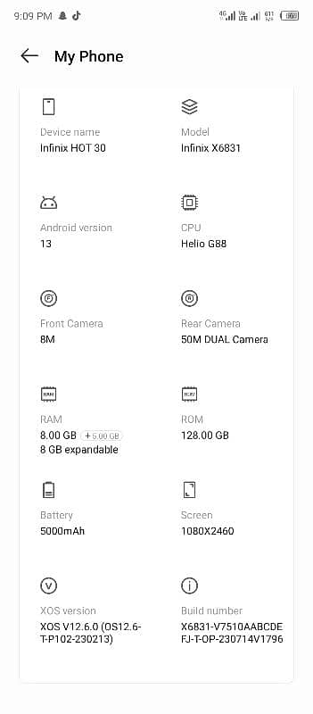 Infinix hot 30 8+8/128 5
