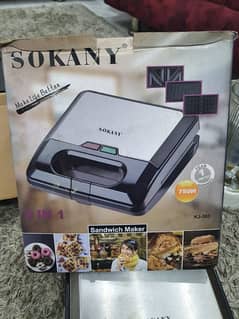 Sokany 3-in-1 Sandwich Maker – Grill, Toast & Waffle Plates!