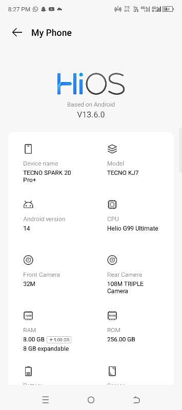 Tecno 20pro plus 8GB/256GB 1