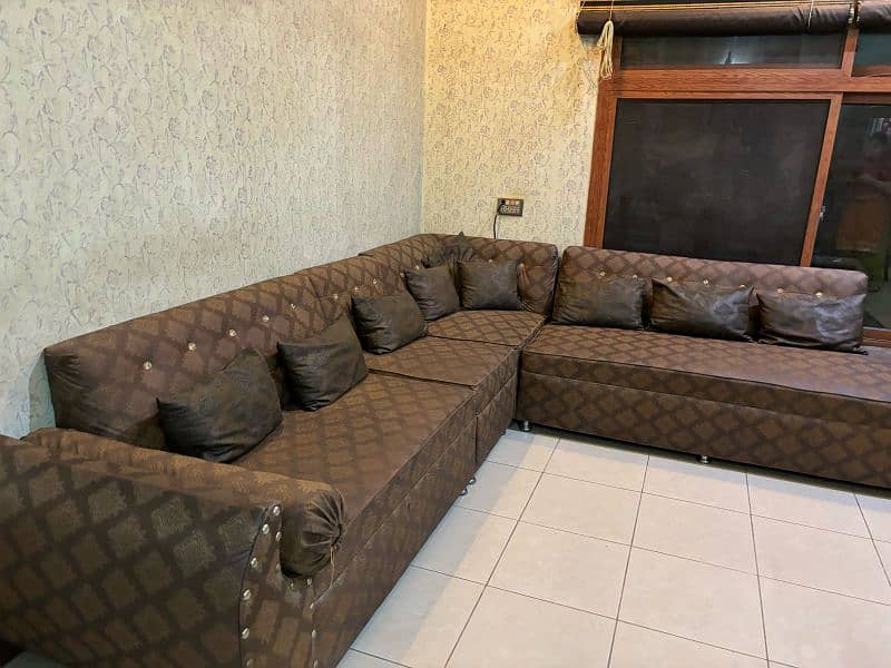 L shaped lather sofa set 1