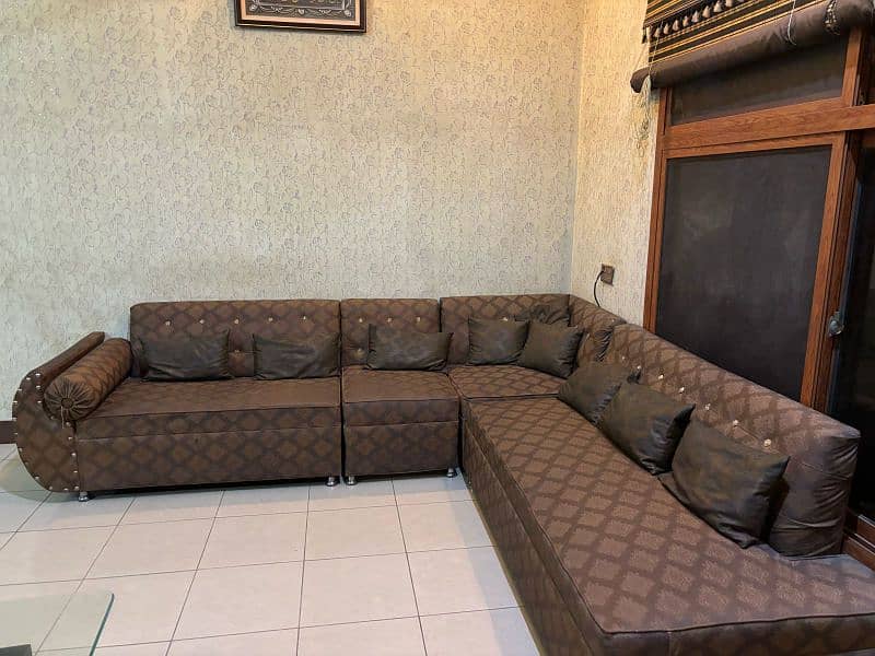 L shaped lather sofa set 2