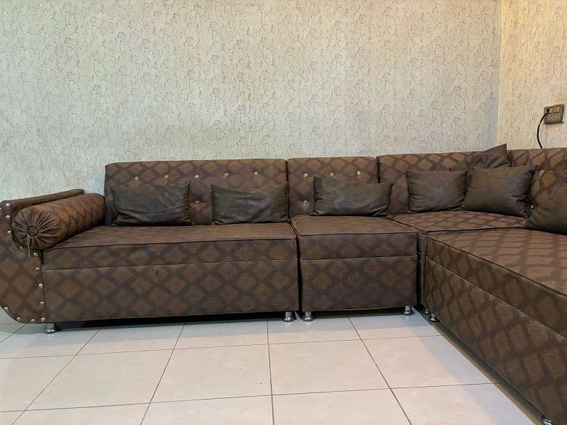 L shaped lather sofa set 5