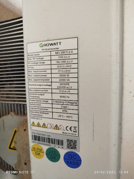 Growatt 20 k. w ongrid 0