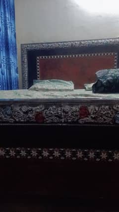 king bed embroidered without mattress no side table only bed