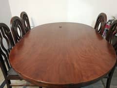 6 chair Oval Wood Dining Table.