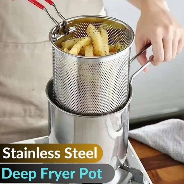 Stainless Steel Deep Fryer Frying Pot With Strainer 12ML (03166285006) 0