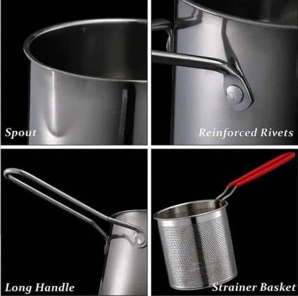 Stainless Steel Deep Fryer Frying Pot With Strainer 12ML (03166285006) 2