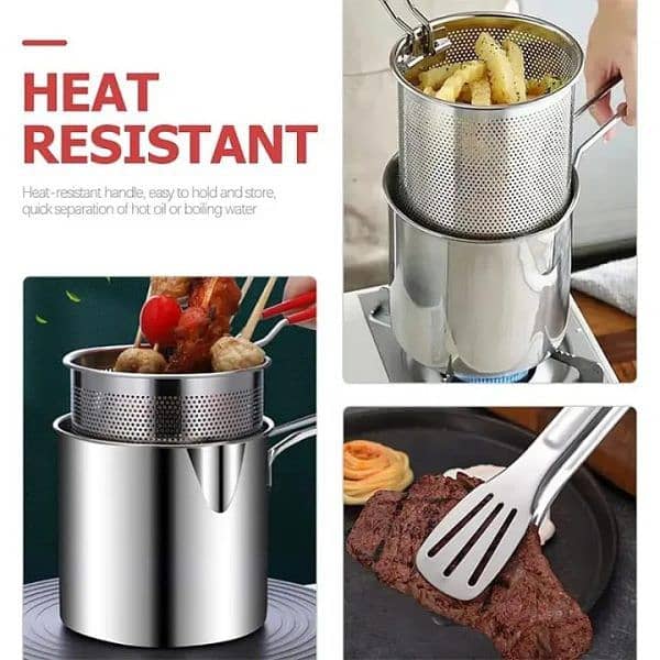 Stainless Steel Deep Fryer Frying Pot With Strainer 12ML (03166285006) 3