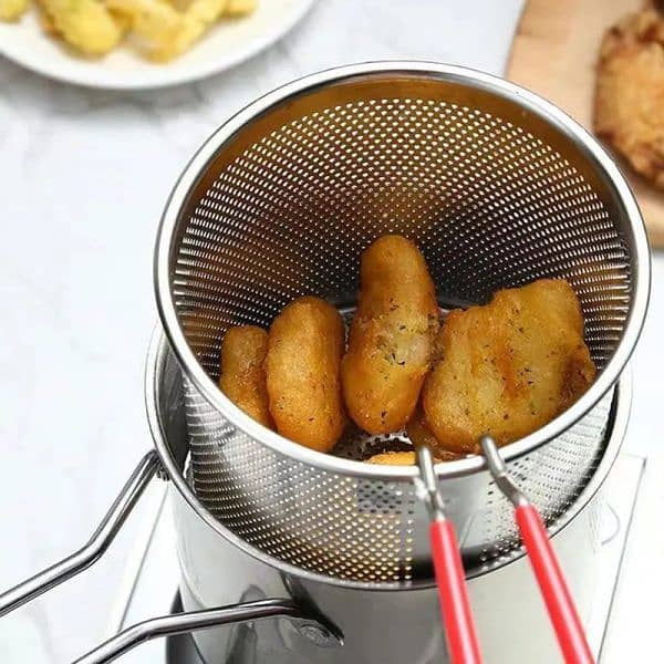 Stainless Steel Deep Fryer Frying Pot With Strainer 12ML (03166285006) 5