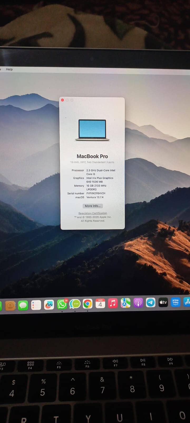 Macbook Pro Late 2017 16/256 Gb 6