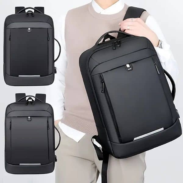 Large Capacity Luxury Laptop Backpack Bag with USB Cable 8