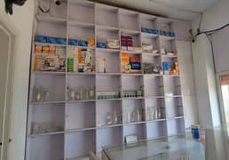 PHARMACY SHELVES,TABLE AND RACK