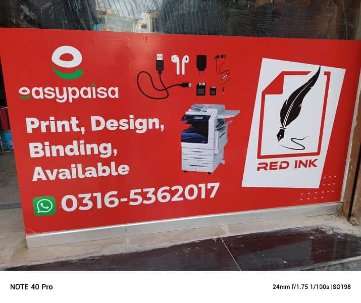 running business of printing, easypaisa, gift & mobile acessories in 9