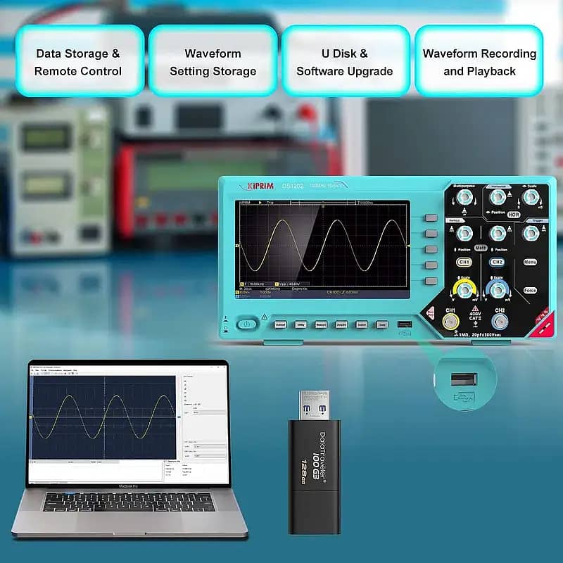 Kiprim Digital Oscilloscope with 2 Channels 7-Inch 2