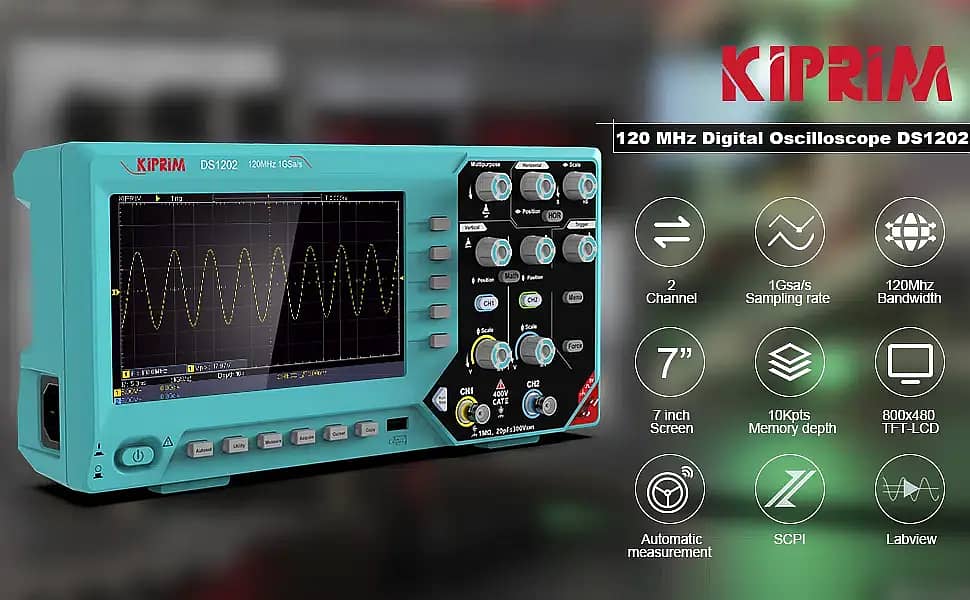 Kiprim Digital Oscilloscope with 2 Channels 7-Inch 3