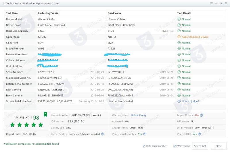 iPhone XS Max PTA Approved 64GB 7