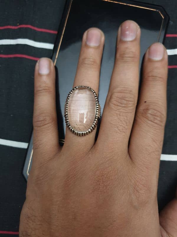 100% original clear quartz . . dure najaf in silver ring 1