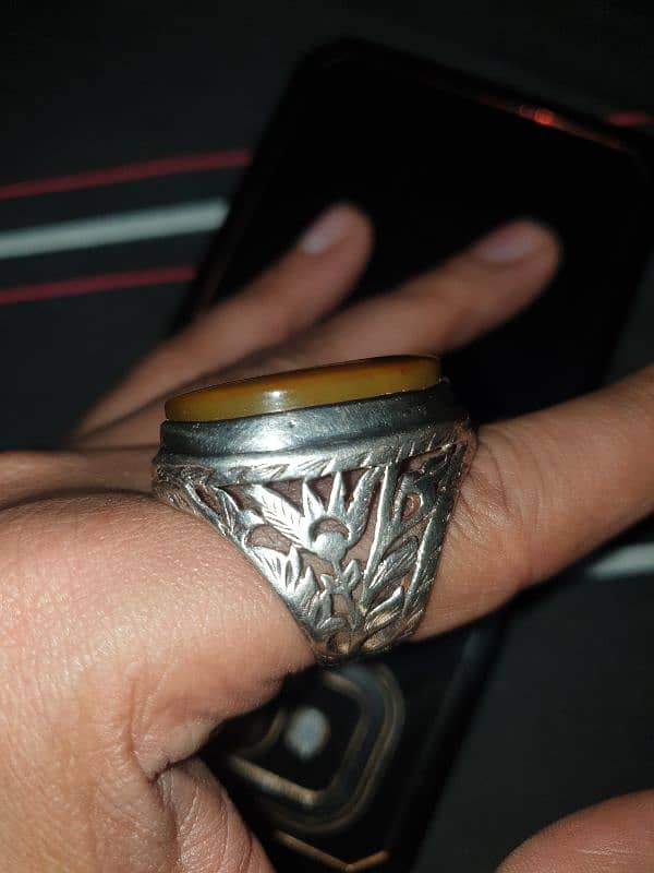 biggest size zard aqeeq in handmade silver ring 6