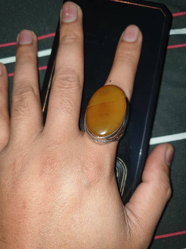 biggest size zard aqeeq in handmade silver ring 10