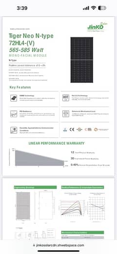 jinko 585W N type bifacial solar panels available