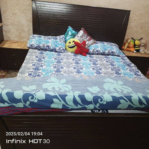 king size double bed with side tables and mattress 4