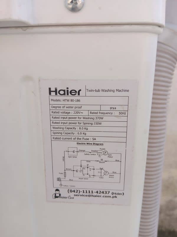 Haier HTW80-186 Semi-Automatic Washing Machine (8 kg) 6