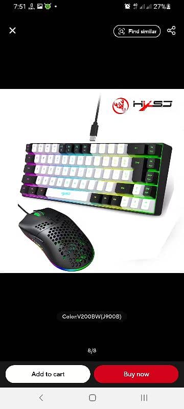 gaming keyboard and mouse kit RGB luminous lighting ergonomic 1