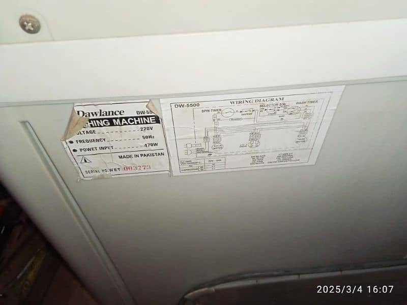 Dawlance washing machine twin tub model number DW 5500 13