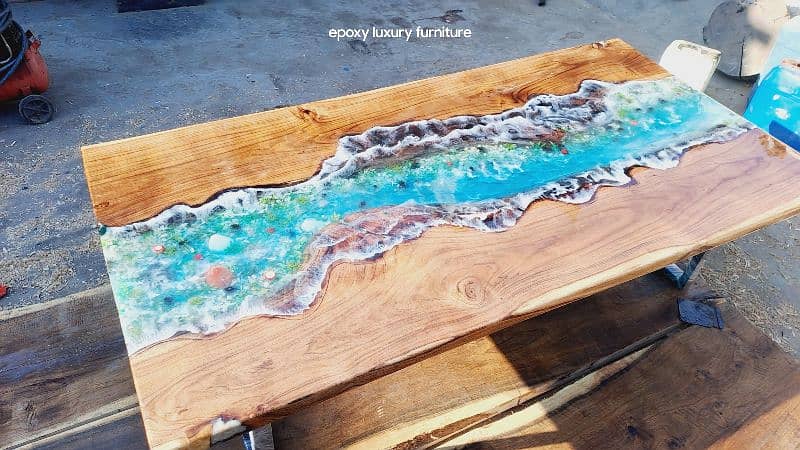 epoxy resin dinning table and center table contact 033.287. 098.77 0