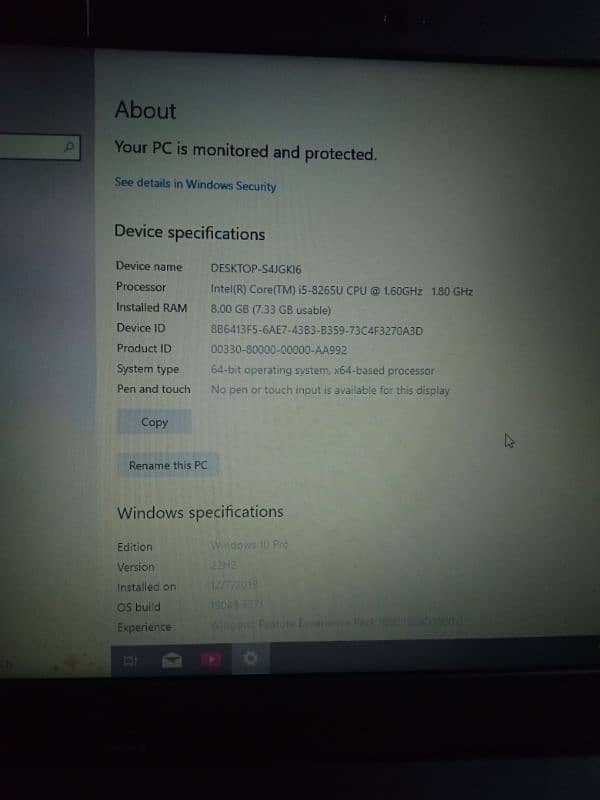 lenovo core i5 8th generation 825. . procese 8gb ram 500ssd hardisk 1