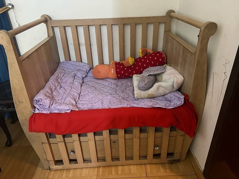 kids Wooden Cot cribs bed with Mattress 1