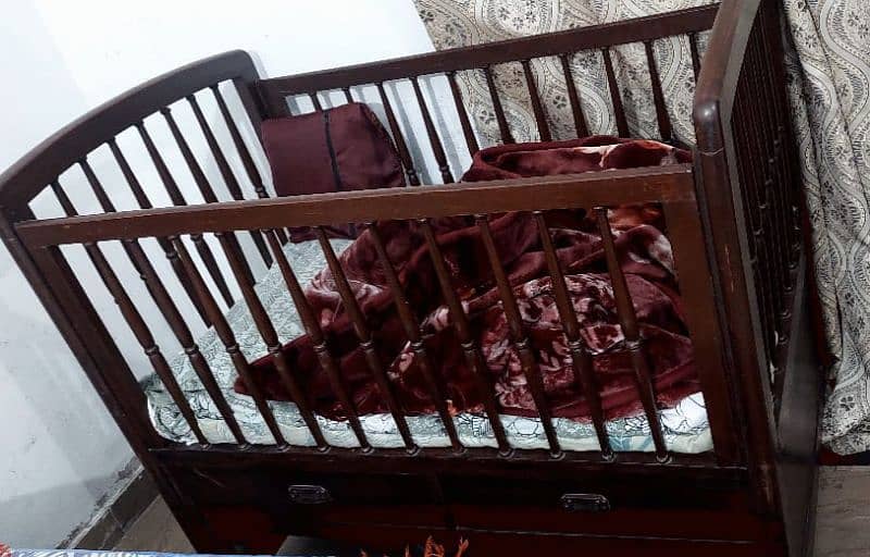 wooden baby cot urgent salep 0