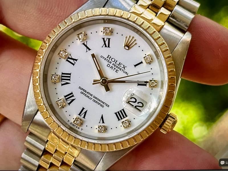 Rolex Oyster Perpetual 18K Yellow Gold, Gold White Buckley Diamond 6