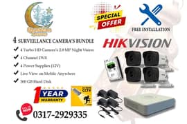 4 CCTV Cameras 2mp Bundle Brand HIKVision