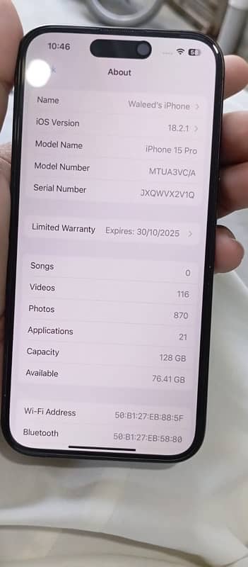 Iphone 15 Pro JV 128 GB 1