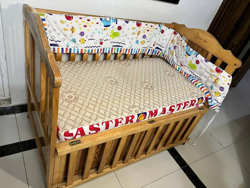 Beautiful & Sturdy, Wooden Imported Movable Baby Cot with Storage 1