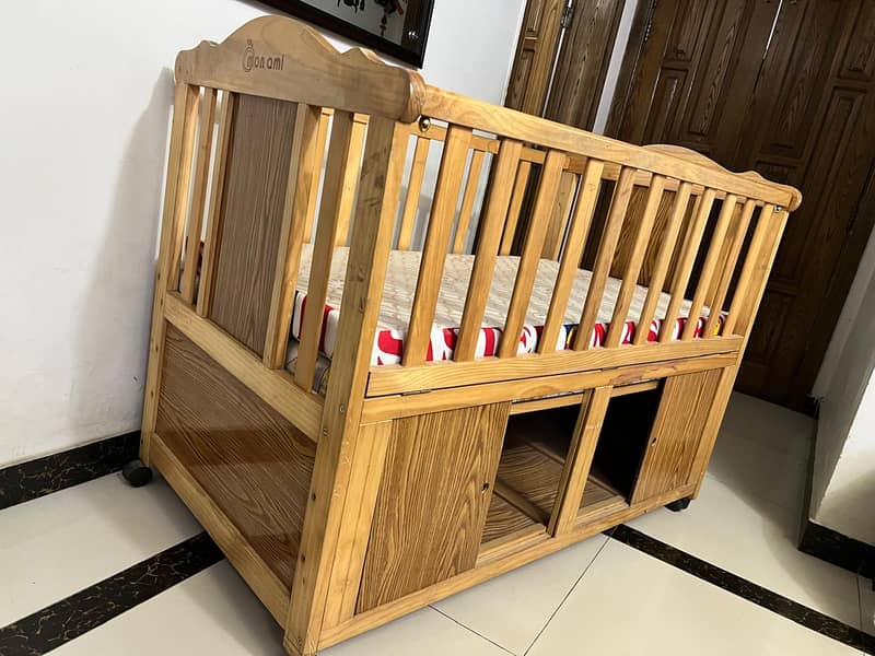 Beautiful & Sturdy, Wooden Imported Movable Baby Cot with Storage 4