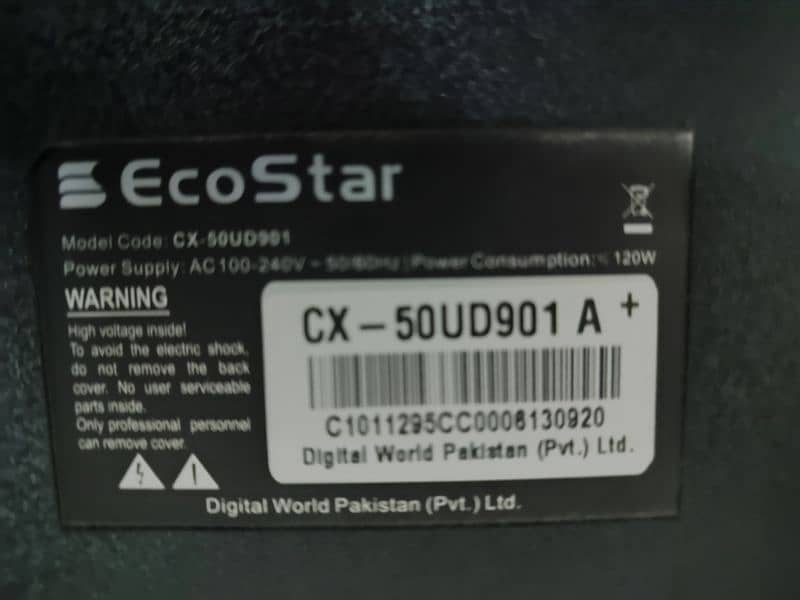 Ecostar 50 inch LED panel broken 0