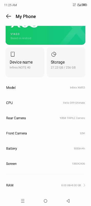 Infinix Note 40 full box 8/256 10